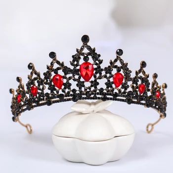 Red Crystal Crown Mireasa Accesorii De Par Stras De Cristal Accesorii De Nunta Tiara Coroana Caciulita 5