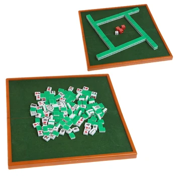 Portabil Mini 144 Mahjong Set Mah jong Masa de Joc Tradițional de Călătorie Pliabil 5