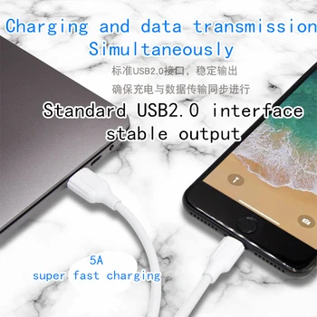 Încărcare rapidă 5A USB de Tip C Cablu Pentru Samsung S20 S9 S8 Xiaomi, Huawei P30 Pro Încărcare Telefon Mobil Fir Alb Blcak Cablu