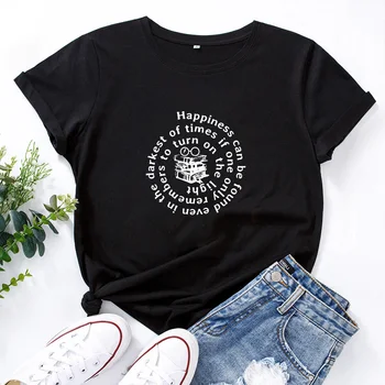 Fericirea Poate Fi Găsită Tricou Femei Iubitor de Carte, Tricouri Magic Shcool Wizard Lume Tricouri Tricou HP Luna Lovegood T-shirt Femei