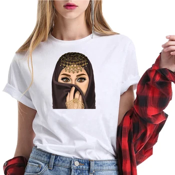 Retro Tricou Lux Femeie În Fața Hijab Musulman Islamic Grils Ochii Tricou Harajuk Bluze T-shirt Design Estetic Femei Tricou