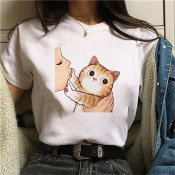 Moda Pisici Imprimate T-Shirt Femei T - shirt pentru Femei de Moda Streetwear Doamnelor Harajuku tricou Tricouri Femei Tumblr Îmbrăcăminte