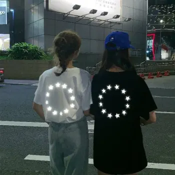 Reflectorizante cu Maneci Scurte T-shirt Femei la Modă Harajuku O-gât Petrecere Amuzante Fete de Moda Trei Surori Iubite de Sus