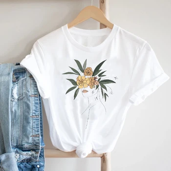 Femei pe Maneci Scurte Florale Doamnelor de Floarea-soarelui Elegante Primavara-Vara 90 Haine de Moda de Imprimare Tricou Femei Tee Top Graphic T-shirt
