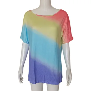 2022women Îmbrăcăminte de Vară Curcubeu Gradient de Imprimare Pulover Casual Top Runda Gât Maneci Scurte Harajuku Liber Sport T-shirt