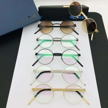 Hand-made din Aliaj de Titan Rama de Ochelari Vintage Rotund Fără Șurub Ochelari Optice baza de Prescriptie medicala Ochelari Cadru ochelari de Soare pentru Femei