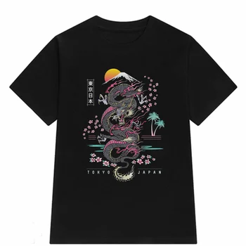 Stil chinezesc Dragon Print Vintage Grafic Tricou Supradimensionat Femei T-shirt de Vară Streetwear Teuri de Sus Estetice Harajuku Haine
