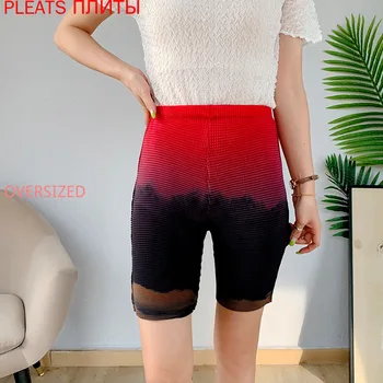 Pliat Miyake Vara pantaloni Scurți Femei Casual Talie Naturale Bottom de Mari Dimensiuni Exterior Subțire Purta PLIURI Ropa Mujer Scurt Casuais