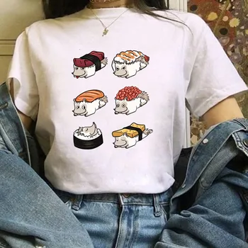 T-Shirt De Desene Animate Minunat Sushi Arici De Imprimare Femei Tricou Casual Uzzlang Tricouri Pentru Femei Hip Hop Femei Maneci Scurte Topuri