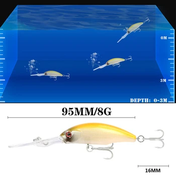 1buc Scufundări Adânc Pește Pescuit Nada 9.5 cm 8g Artificiale Greu Momeala Plutitoare Shad Lure pentru Stiuca Bass Crankbaits Pescuit