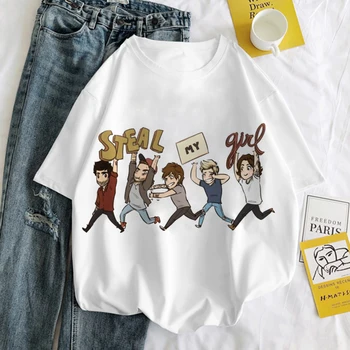 Coreea Moda Topuri Albe Trupa Britanica One Direction Grafic de Imprimare T-shirt Femei Harajuku Estetice Casual Tricou Femei T Shirt