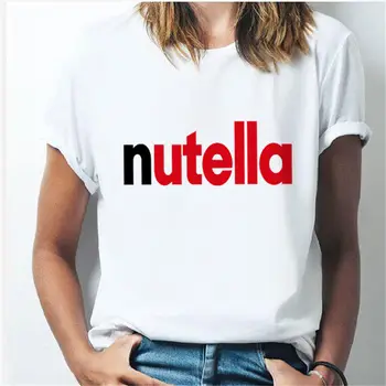 Nutella Tipărite Femeie T-shirt Kawaii Doamnelor Harajuku Ulzzang Moda T-shirt Retro Funny T-shirt coreean de Top Femei Plus Dimensiune