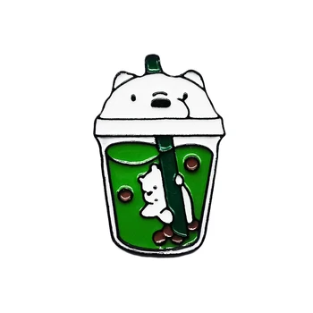 Urs Polar Cu Lapte Ceai Brosa Creator De Desene Animate Anime Insigna Email Pin Haine Rucsac Sacou Rever Pin-Accesorii Bijuterii