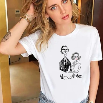 MARVEL Wanda Viziune Retro Femei T-shirt Amuzant Scarlet Witch Graphic Tee Maneci Scurte T Shirt Hipster O-gât Alb Topuri Casual