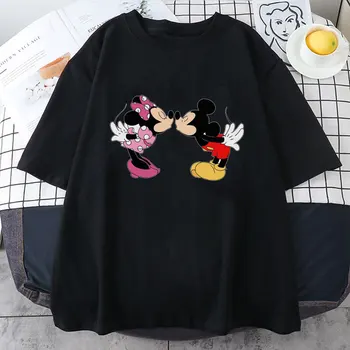 Trei Mickey Mouse-ul de Imprimare de Desene animate Tricou Femeie Top de Vară Doamnelor Tricou Grafic de sex Feminin Tee tricou Disney Femei Îmbrăcăminte 2021