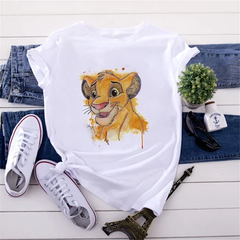 Hakuna Matata Imprimate T-shirt Simba Lion King Vara Tricouri pentru Femei Sleeve Graphic Tee Harajuku Echipajul Gât Camisetas Mujer 1