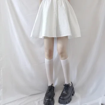 Japonia Ultra-subțire de Înaltă Sosete Femei Transparent Nyon Șosete Lungi Femme Alb Negru Șosete Scurte Rochie Calcetines Medias 2