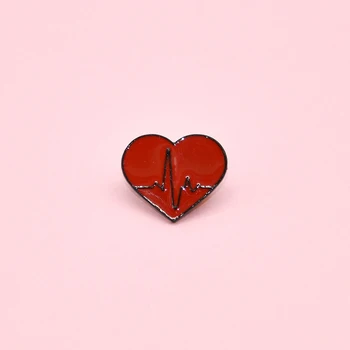 Roșu ECG Insigna de Desene animate Dragostea Inimii Metal Emailat Broșă Moda Rever Rucsac Accesorii Bijuterii Cadou Pentru Prieteni 4