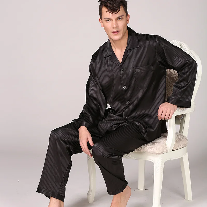 Net Mule Since Pijamale barbati negru îmbrăcăminte de noapte cu maneca lunga, pijamale  costum de dormit pentru bărbați housewear pijamale de mătase pentru barbati  mens pijamale pijama set ~ Lenjerie & sleepwears | Italkol.ro